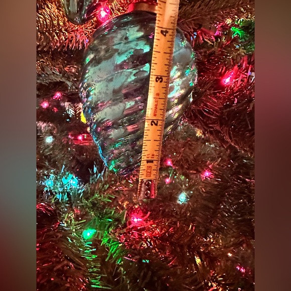 NWT! Christmas 2 piece set Teal Glass Ornaments Swirl Pattern and Opal Glazed - Picture 4 of 5